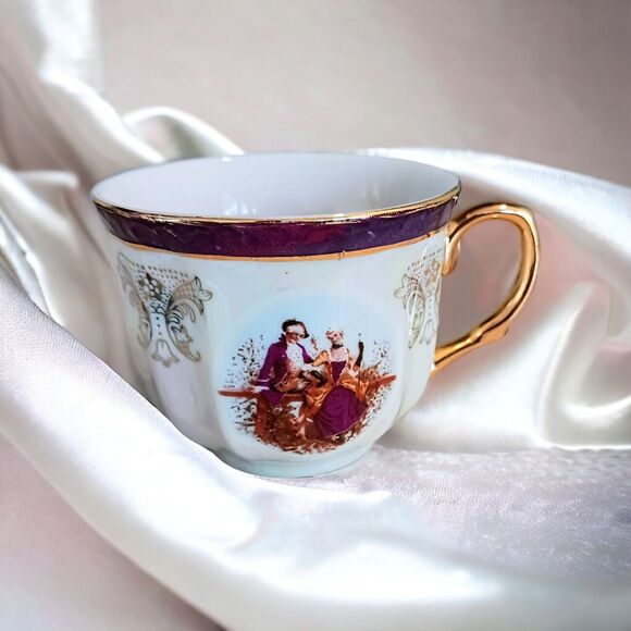 GNA Fine Porcelain Tea Cup 24k Hand Painted Victorian Iridescent Replacement - Picture 3 of 14